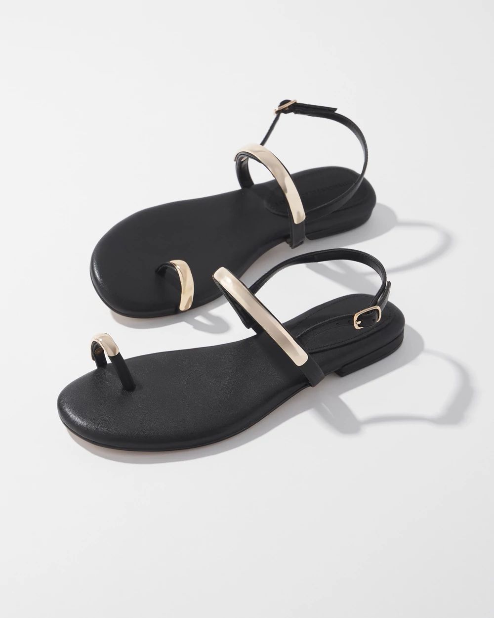 Gold Hardware Flat Sandal White House Black Market